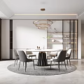 Elegant Modern Restaurant Interior With Round Dining Table Gray Chairs Glass Partition And Green Plants