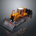 Yellow Tracked Utility Vehicle Bulldozer With Heavy Duty Blade And Operator Cabin
