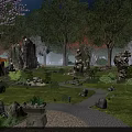 Serene Garden Landscape With Winding Stone Path And Various Rock Formations