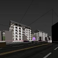Modern Multi story Residential Building Exterior With Street View Trees And Evening Sky