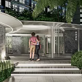 Residential Landscape With High Rise Buildings Lush Greenery Trees Lawns And Leisure Seating Areas
