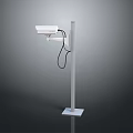 White Pole Mounted IP Security Camera With Base And Cable For Computer Surveillance 3d model