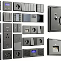 Modern Stylish Switch Panels with Various Designs Sockets and Digital Display Features 3d model