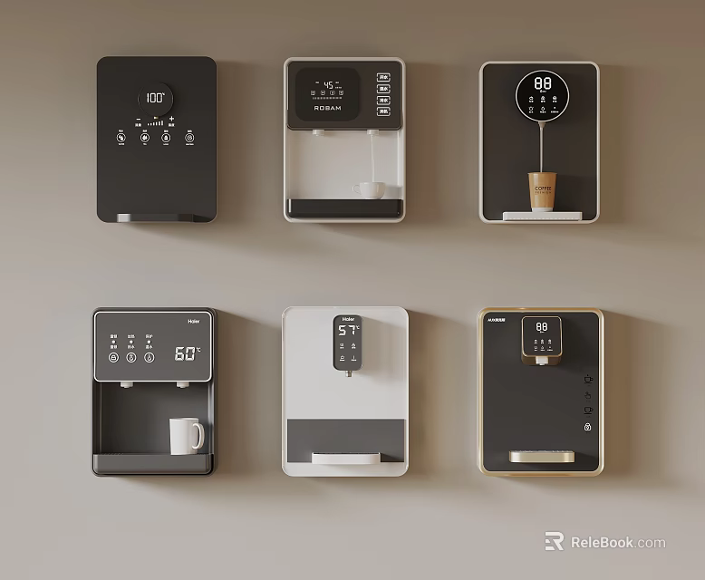 Modern Wall Mounted Daily Appliances With Digital Displays And Various Colors For Home Use 3d model 