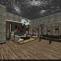 Elegant Chinese Style Store Interior With Wooden Flooring Ceiling Decorations Display Cabinets And Sofa Seating