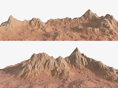 Earthy Mountain Range Displaying Rugged Peaks And Rocky Desert Terrain 3d model