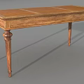 Wooden Office Desk With Carved Legs And Drawers On Gray Background
