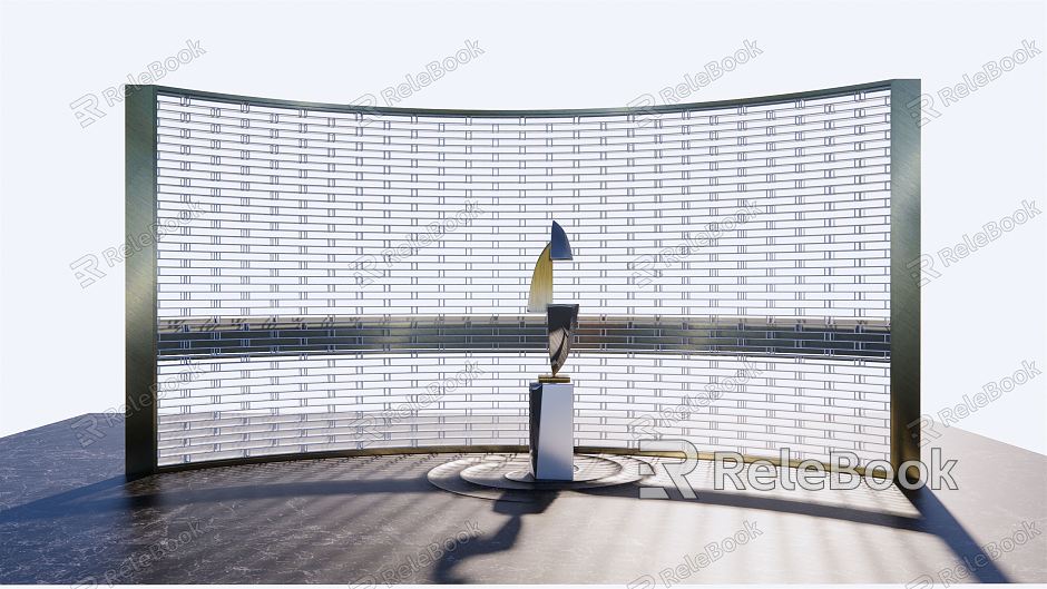 modern landscape wall curved glass landscape wall model