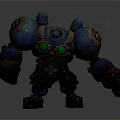 Blue Mechanical Creature Character With Green Eyes And Metallic Accents Design