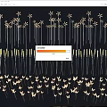 Decorative Outdoor Lights with Flower and Butterfly Shapes Arranged in Rows Emitting Yellow Light
