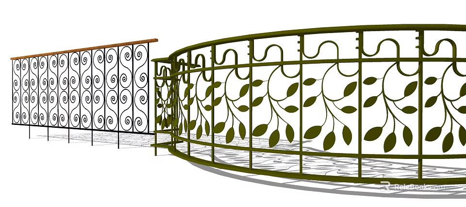 Ornate Decorative Metal Fence With Intricate Scroll Patterns And Leaf Motifs 3d model 