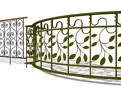 Ornate Decorative Metal Fence With Intricate Scroll Patterns And Leaf Motifs 3d model