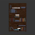 Classic Wooden Bookshelf Filled With Various Books On Multiple Shelves