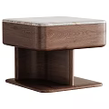 Elegant Modern Solid Dark Wood Nightstand With Natural Marble Top For Minimalist Bedroom Interiors