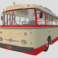 Vintage Tram With Cream And Red Exterior Multiple Windows Interior Seats And Roof Pantograph