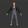 Worker European worker mechanic builder repairman miner digger figure 3d model