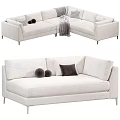 Multi-person sofa with armrest combination sofa 3d model