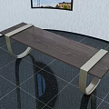 Modern Public Bench With Wooden Top And Metal Frame For Public Spaces