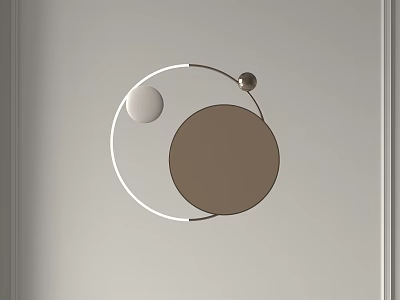 Modern Minimalist Hanging Decoration With Circular Shapes White Brown Discs And Metal Ring 3d model