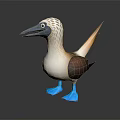 3D Modeled Cartoon Game Character With Striped White Head Brown Wings And Blue Feet