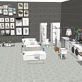 Modern Bathroom Combination with Multiple Bathtubs Toilet Washing Machines and Vanity Sinks