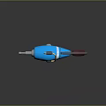 Blue Pistol Design With Red Grip Green Circular Component And Yellow Wire