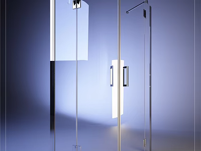 Modern Transparent Glass Shower Screen With Metal Frame And Sliding Door 3d model