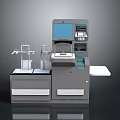 Modern Self Service Kiosk Structure With Screen Control Panel Drawers And Metal Stands