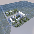 Aerial View Planning of Industrial Facility with Wind Turbines Buildings and Green Areas