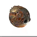 Steampunk Mechanical Sphere With Intricate Gears Metal Plates Circular Components And Copper Silver Metallic Texture