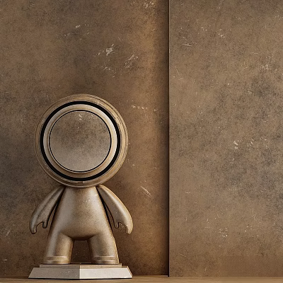 Metal Component with Circular Top and Limb Like Structure on Textured Bronze Metal Background 3d model