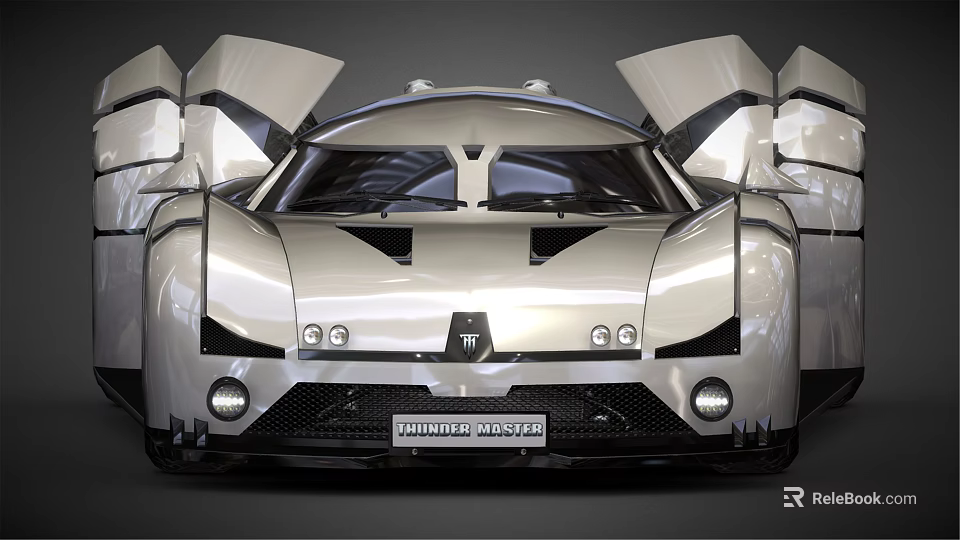 Silver Matheson Marvel Sports Car with Open Scissor Doors and Sleek Front Design 3d model 