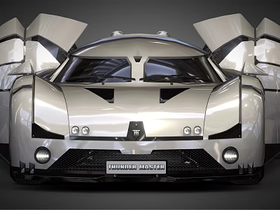 Silver Matheson Marvel Sports Car with Open Scissor Doors and Sleek Front Design 3d model