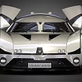 Silver Matheson Marvel Sports Car with Open Scissor Doors and Sleek Front Design