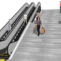 modern elevator escalator staircase 3d model