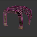 Multiple Rusted Metal Arched Support Bracket Components For Industrial Equipment