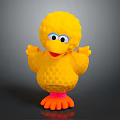 Yellow Honeycomb Textured Chicken Toy With Blue Eyes Pink Feet And Open Arms