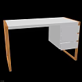 Modern Office Desk With White Tabletop Wooden Legs And Functional Drawer Storage