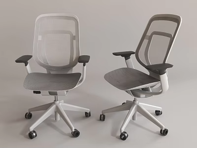 Modern Mesh Office Chairs With Ergonomic Design And Swivel Base Armrests 3d model