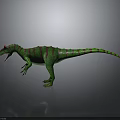 Green and Red Striped Dinosaur 3D Model Standing with Shiny Reflective Surface 3d model