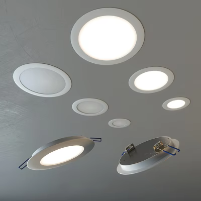 Modern Ceiling Mounted Downlights and Spotlights in Various Sizes with Bright Illumination 3d model