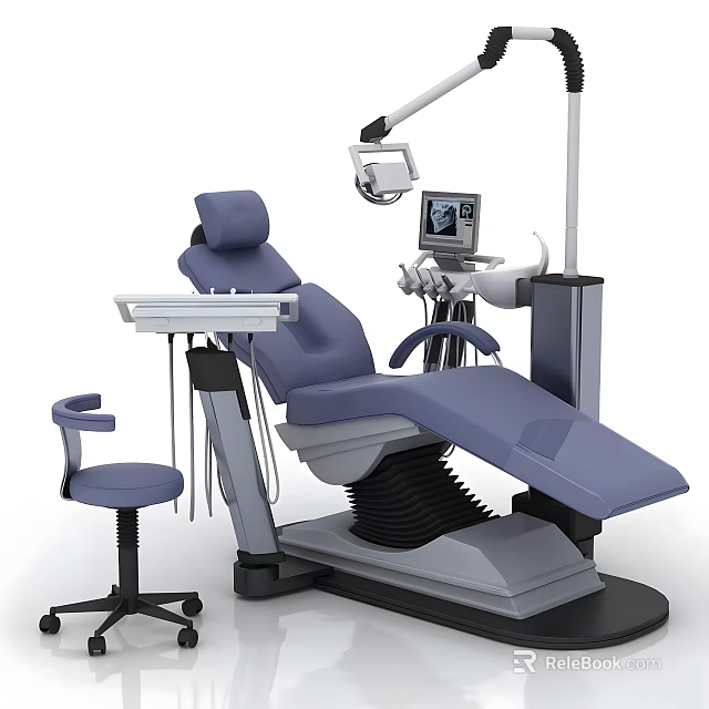 Adjustable Dental Treatment Chair With LED Light And Monitor For Dental Clinic 3d model 