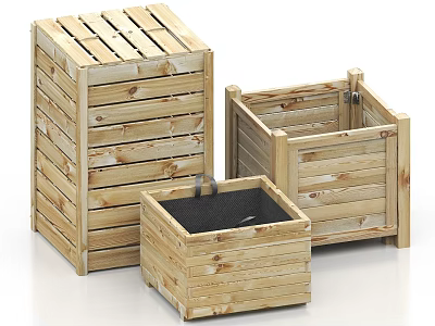 Wooden Storage Crates In Various Sizes For Home Decor And Organization 3d model