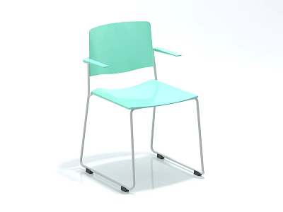 Light Green Modern Leisure Chair With Armrests And Metal Frame Design 3d model