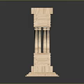 Classical Wooden Bookcase With Decorative Columns And Light Wood Carved Pedestal Design