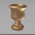 Decorative Carved Vase With Copper Color Octagonal Base And Intricate Patterns