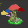 Detailed Sculpture Carving Featuring Green Foliage Rocks And Grass Base Design