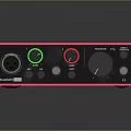 Pink Focusrite Audio Interface Electronic Device With Control Knobs And Input Ports