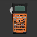 Handheld Label Printer With Orange And Black Design Keyboard Screen And Paper Outlet