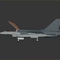 Blue Fighter Jet Model With Open Cockpit Displayed On Dark Background 3d model
